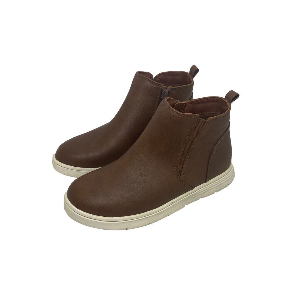Cat & Jack Big Kids Abram Sneakers Side Zipper Faux Brown Leather Size 3 - Picture 12 of 12